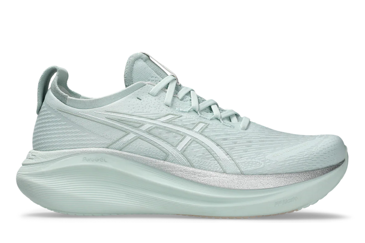 Asics Gel Nimbus 27 Pure Aqua and White Colorway