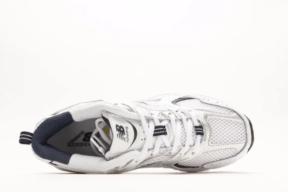 New Balance 530 in White, Silver, and Navy