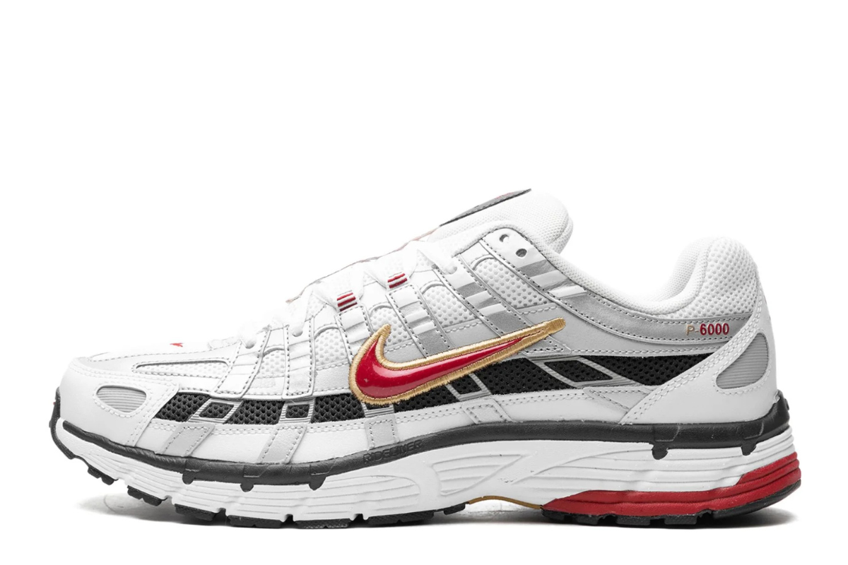 Nike P-6000 in Platinum and Varsity Red