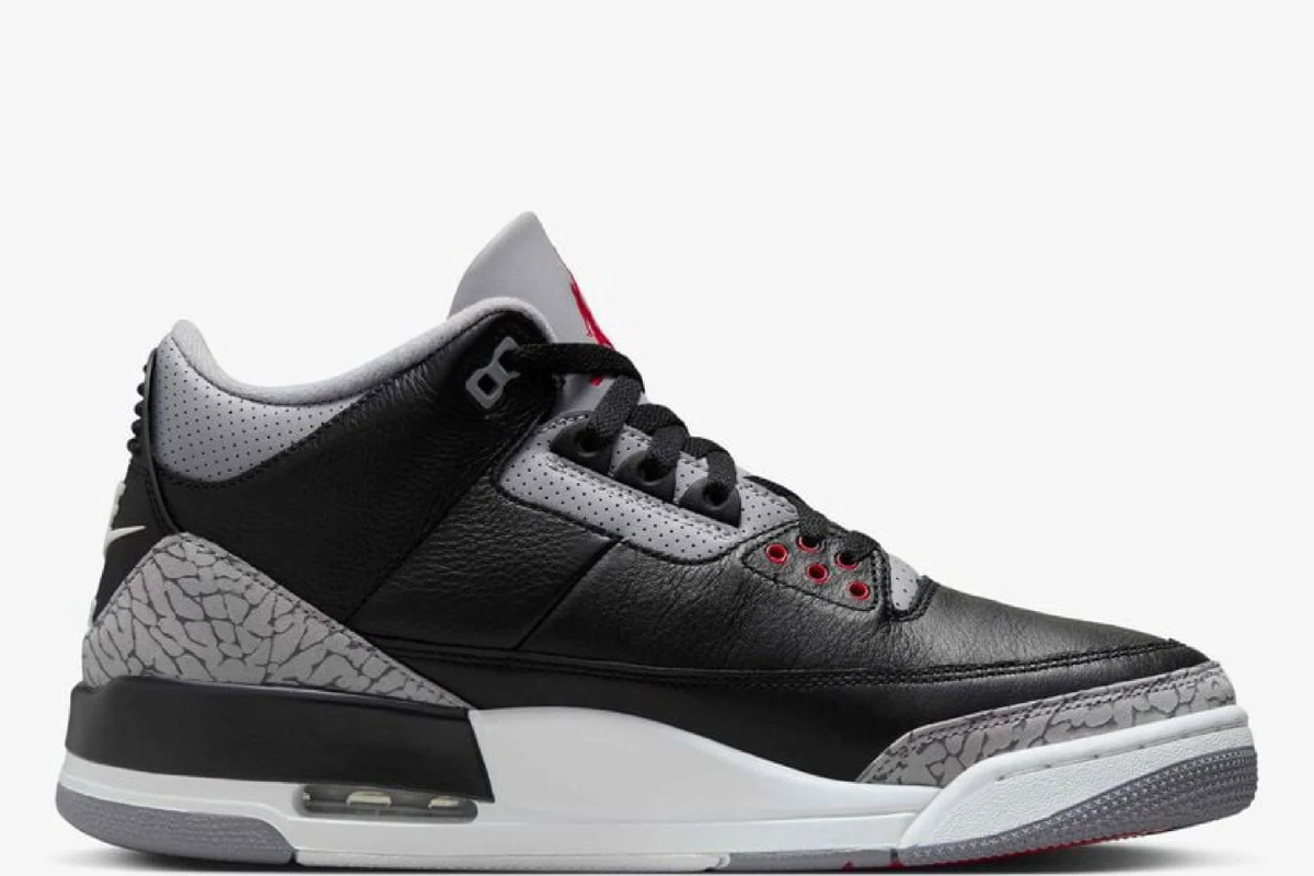 Air Jordan 3 black, grey, and red colorway