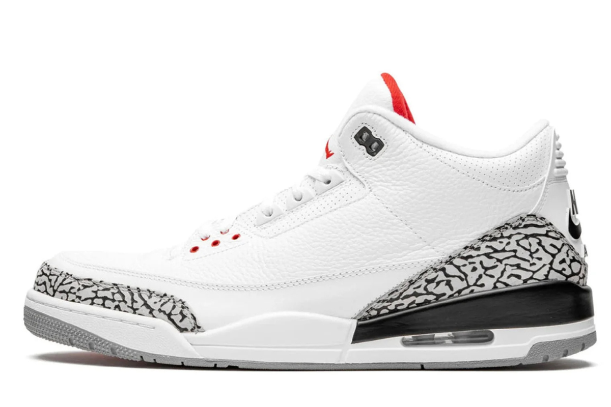 Air Jordan 3 Retro "Katrina" in White, Fire Red, and Cement Grey