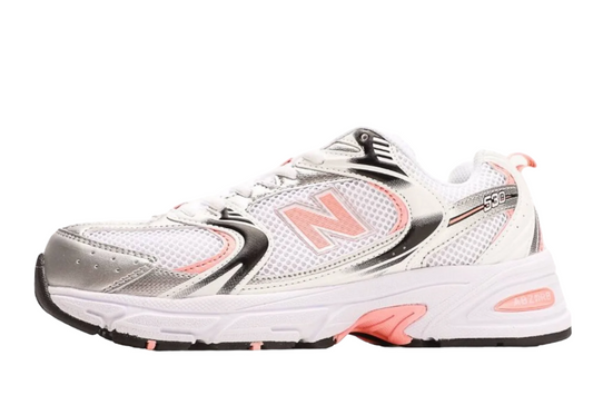 New Balance 530 in White and Paradise Pink