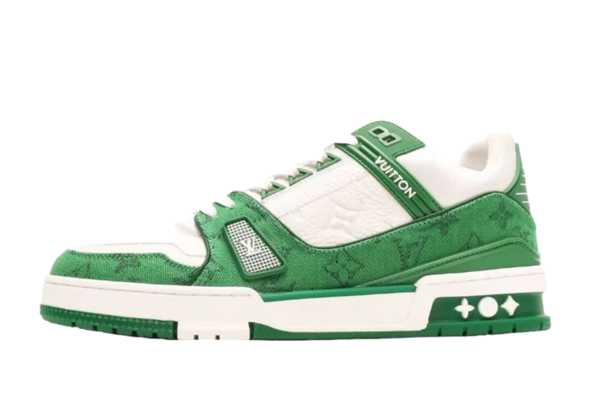 Louis Vuitton Trainer in Green Monogram Denim with White Accents