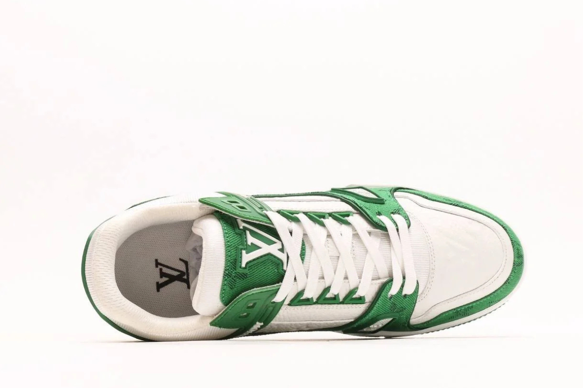 Louis Vuitton Trainer in Green Monogram Denim with White Accents