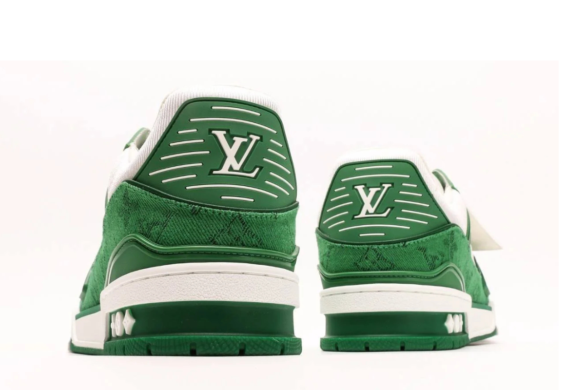 Louis Vuitton Trainer in Green Monogram Denim with White Accents